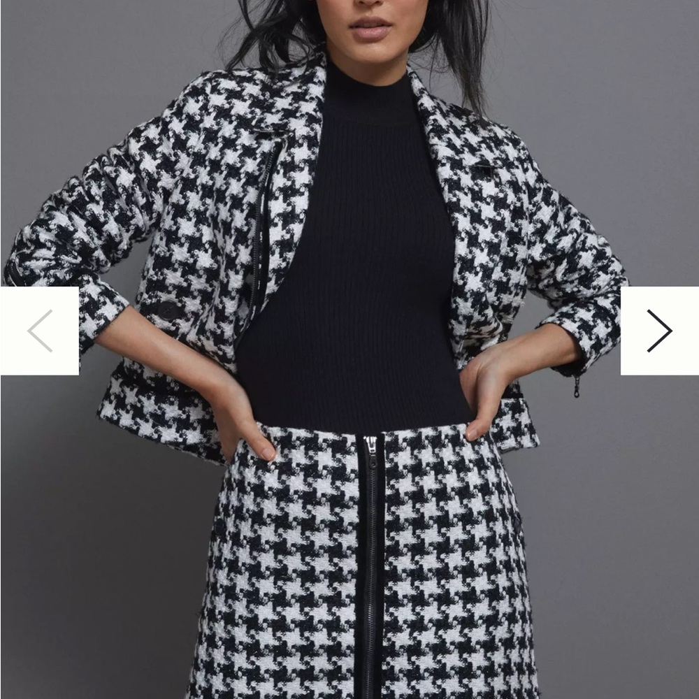 Anthro Houndstooth Skirt & Blazer Set